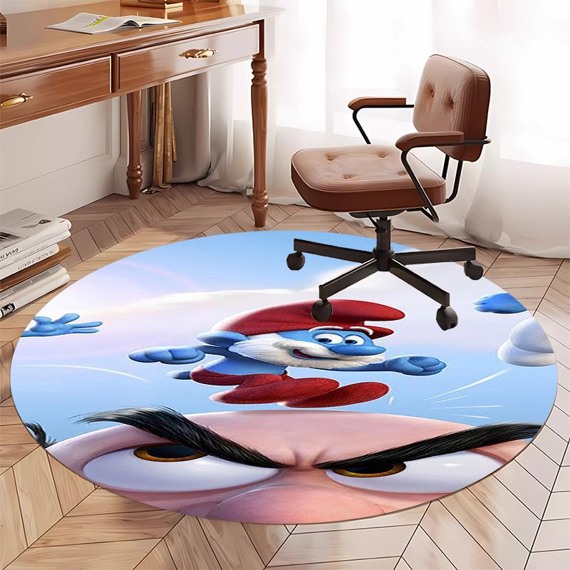 The Smurfs Printed Round Rug Carpet Chair Rug Area Rug Entryway Doormats,for Office Chair Living Room Bedroom Kitchen Room.