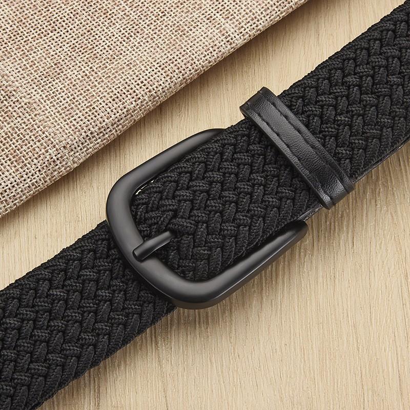 Non perforated men's and women's woven waist belt, elastic canvas belt, women's Korean version versatile student pants belt