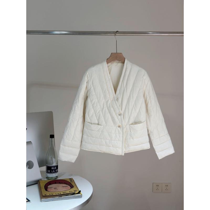 White duck down jacket women's short light and thin liner warm collar casual jacket