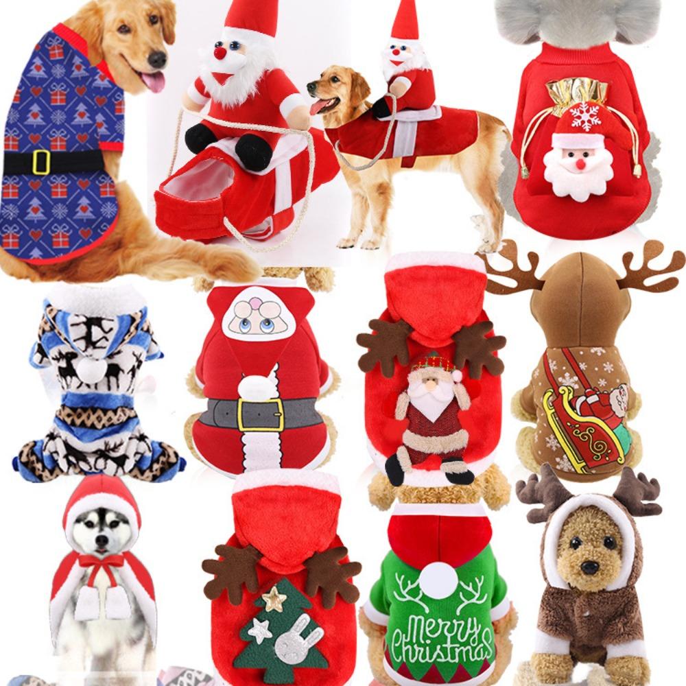 Small Medium Large Dog Christmas Pet Supplies Clothes Teddy Cotton Clothes Autumn and Winter Elk Cat Cat Dog Clothes