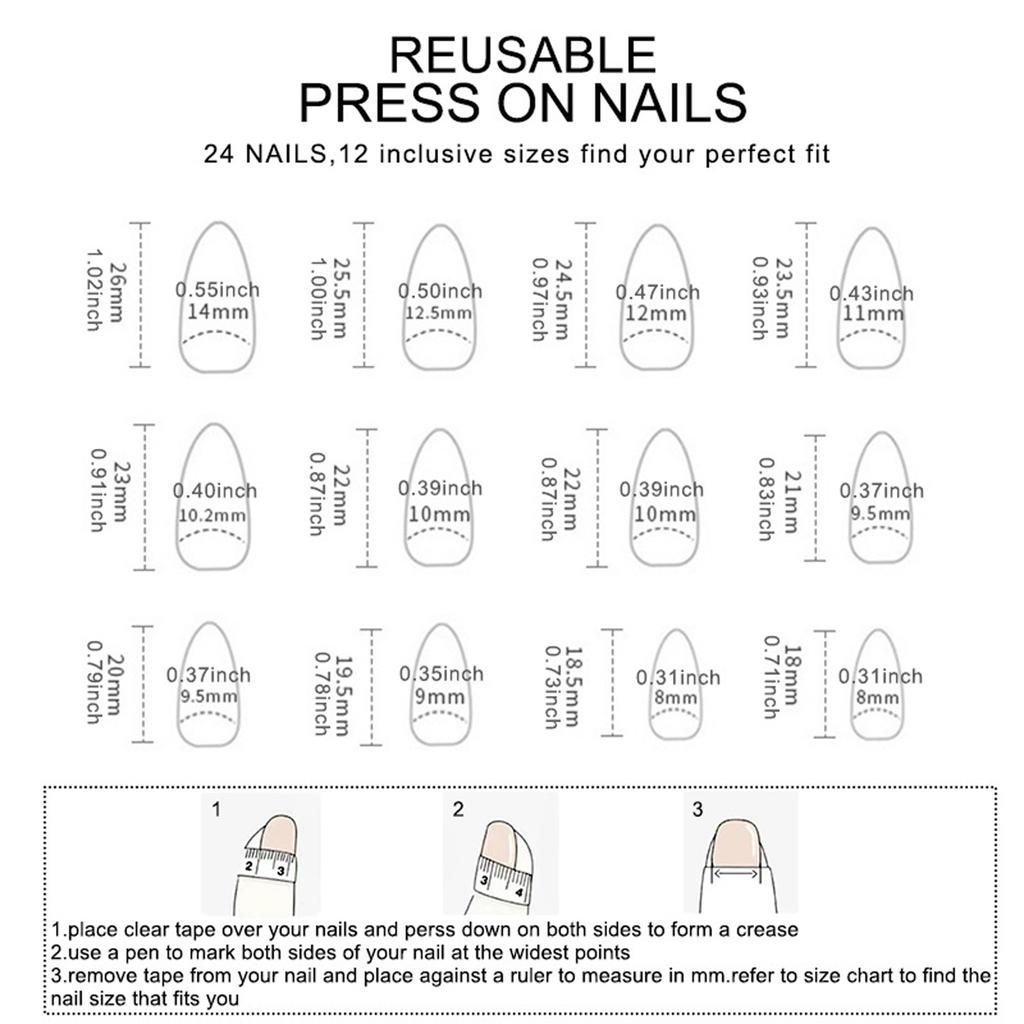 24pcs False Nail Short Round Press On Nail Full Cover Stick On Nail Manicure Decoration For Fashion Nail Art Lover