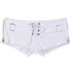 Damen Baumwoll-Shorts mit extrem niedrigem Bund - Schlankmachend, Sexy, Schnürung, Seitenschlitz, Trendige Heiße Shorts in Schwarz/Weiß