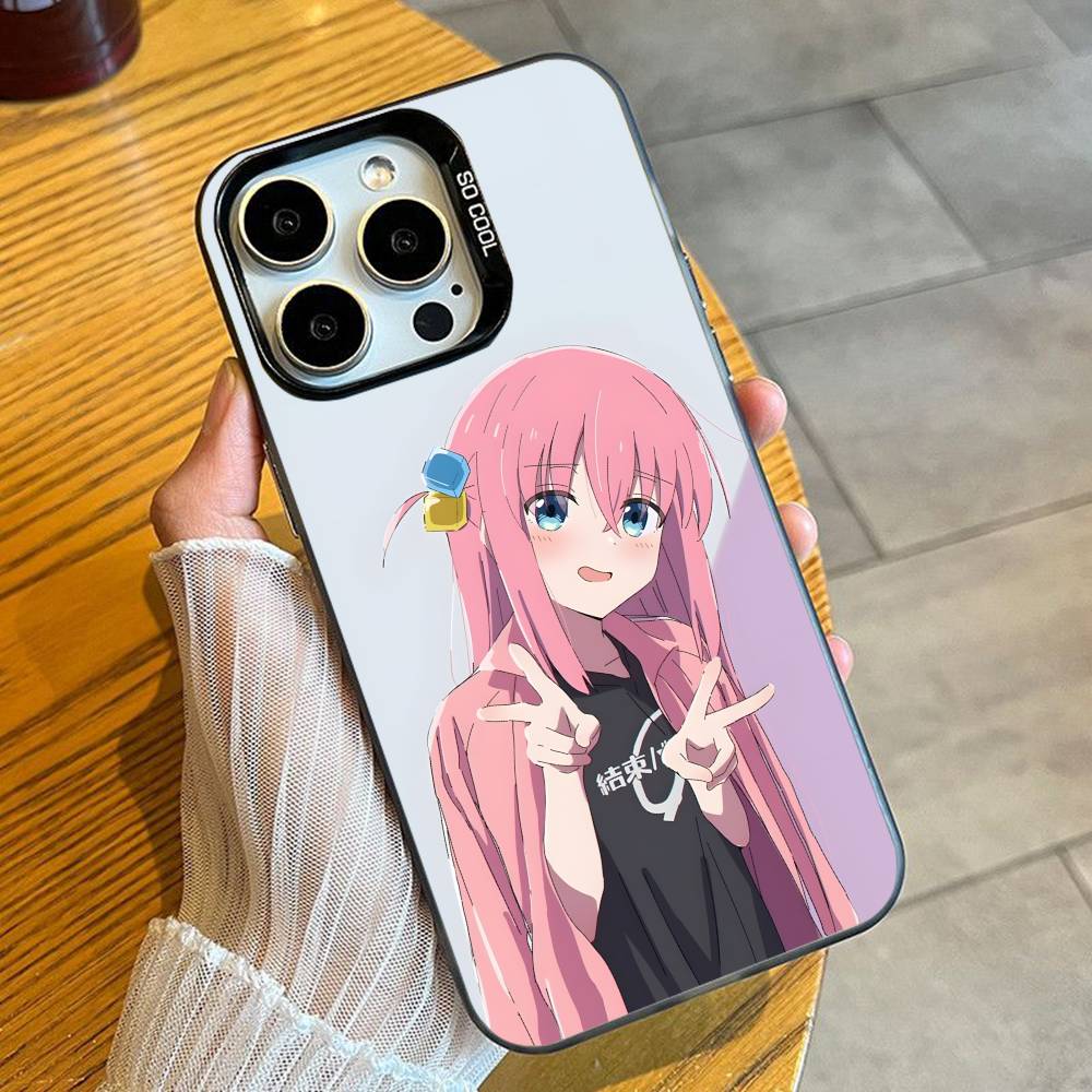 

B-t-R Аниме Бокки Х-Хитори Гото Чехол для телефона Для iPhone 16 17 15 14 12 13 Pro Max Черный Конфетный Матовый Ударопрочный Чехол iPhone11PROMAX
