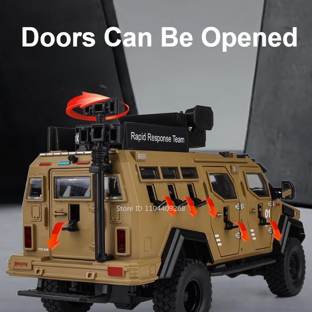 Scale 1:24 Sabertooth Car Model Toy Doors Opened Pull Back Metal Diecast Shock Absorption Armored Vehicles Desktop Ornaments