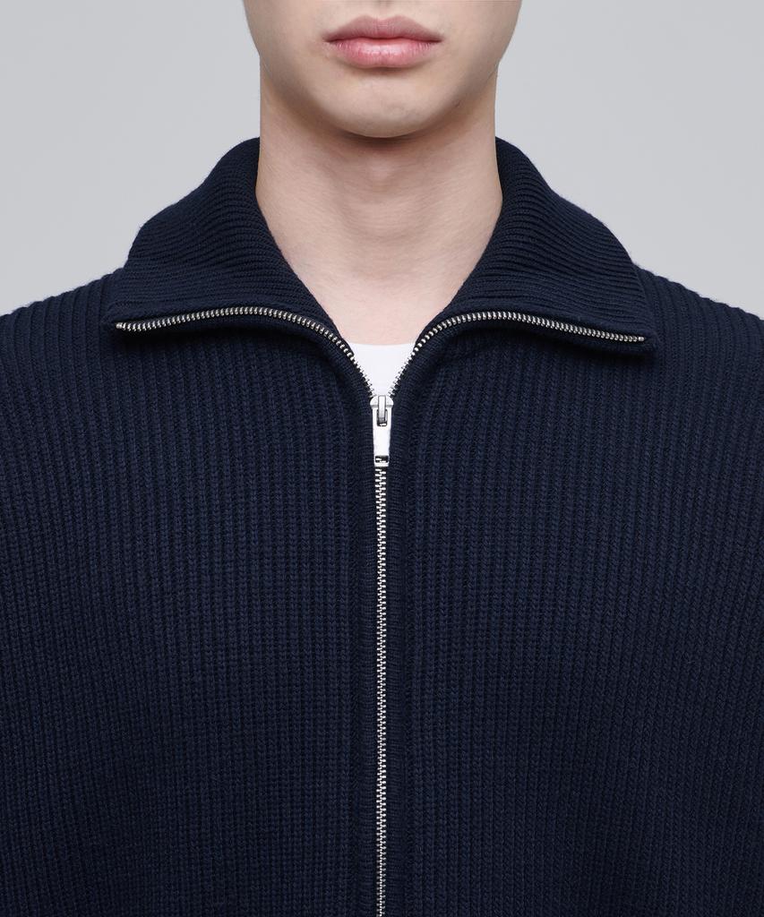 Musinsa Standard Relaxed Ribbed Knit Zip-Up [Navy]