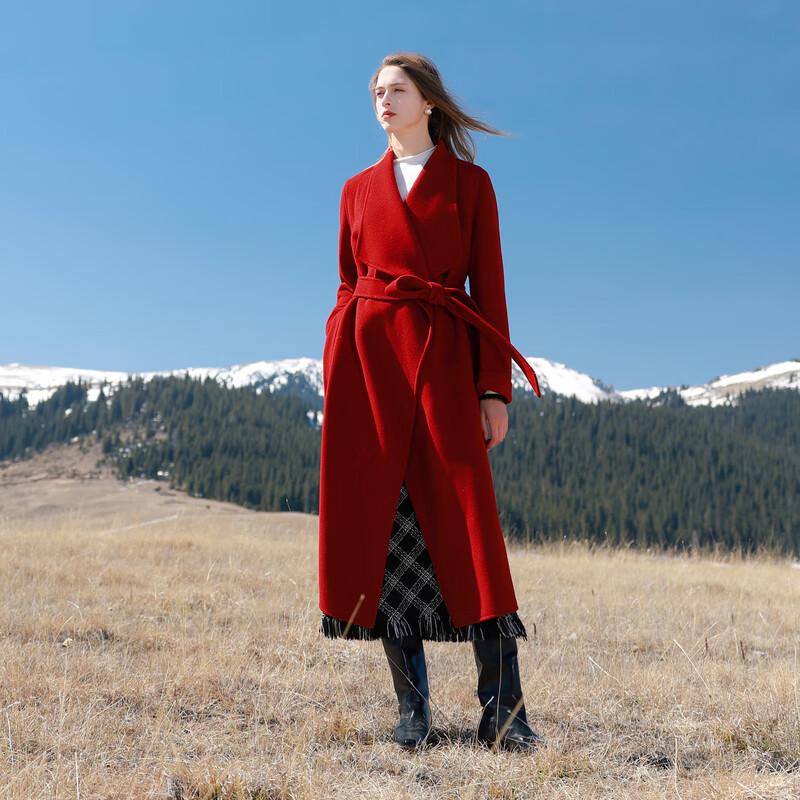 Sancai Women's Winter Robe Double-Sided Wool Coat