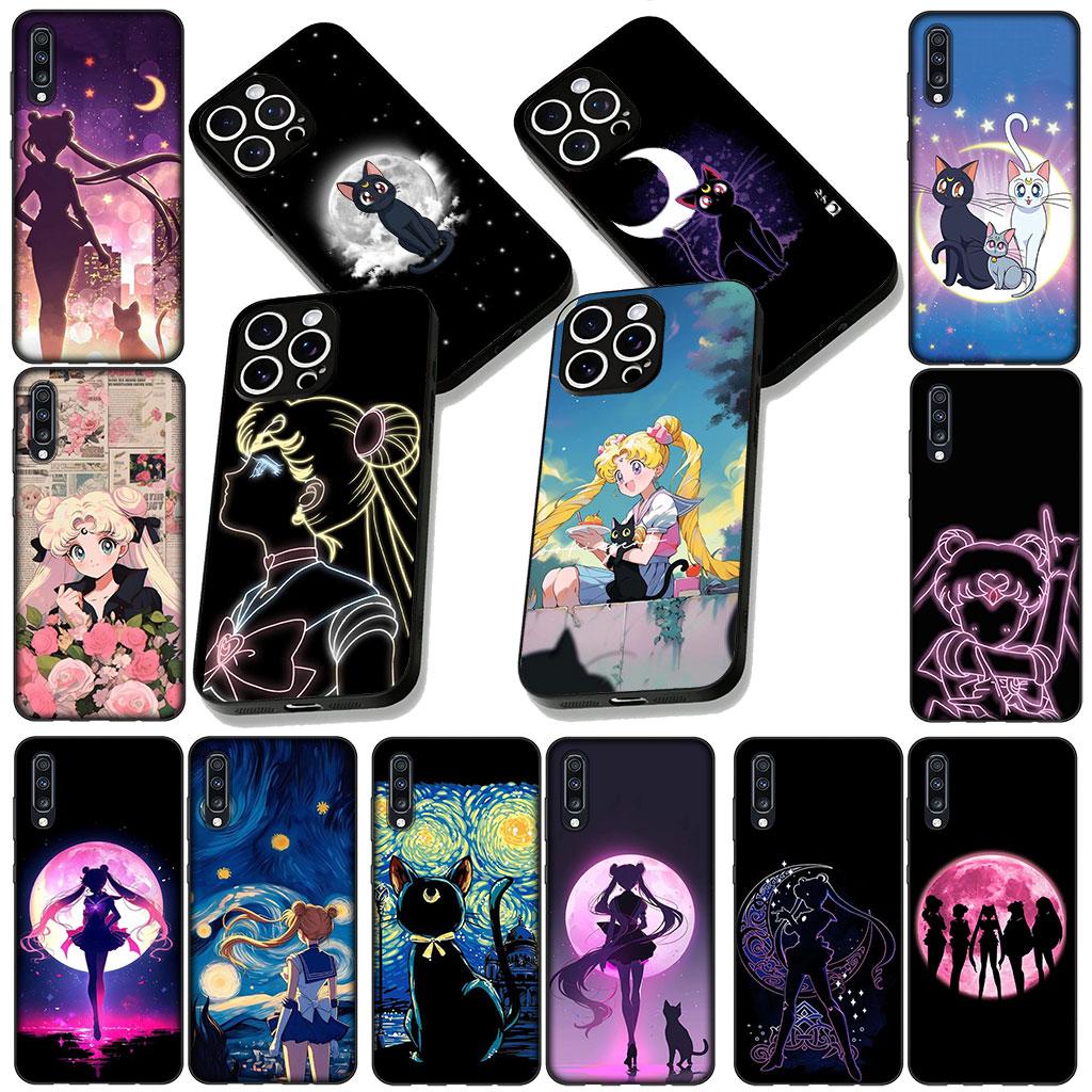 Soft Phone Cover for Samsung Galaxy S25 S24 S23 FE Plus Ultra S7 Edge A16 A15 5G s25+ Case S-Sailors Anime Girl Moon Casing