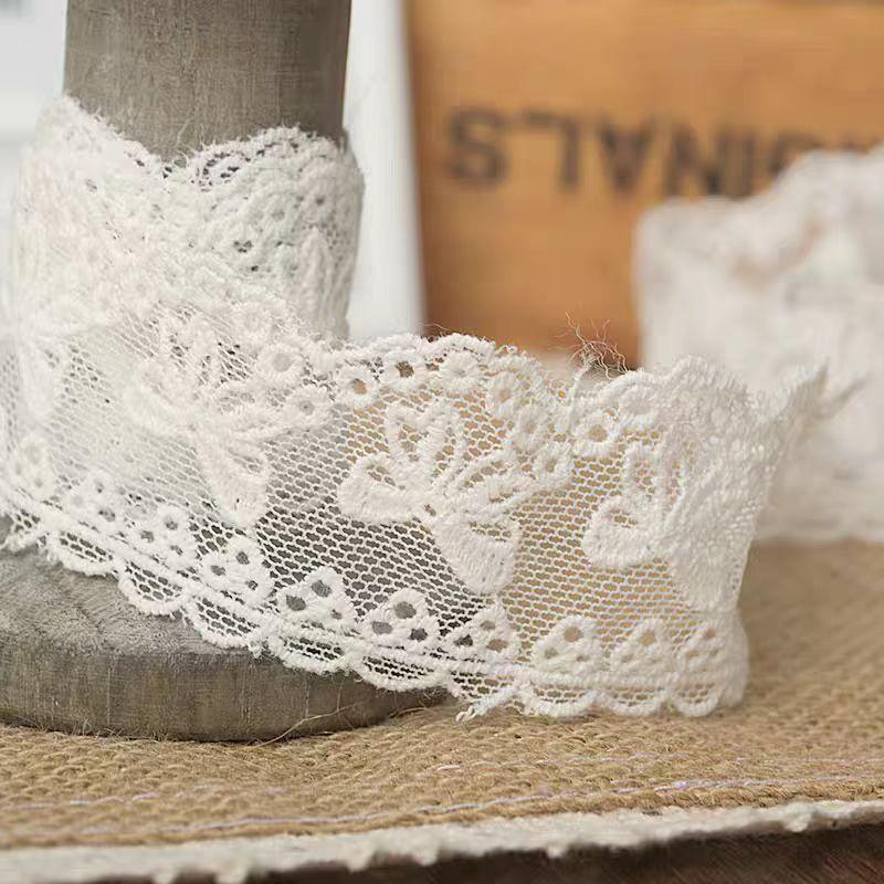 2Yards Cotton Embroidery Bow Sewing Ribbon Guipure Lace Trim Fabric DIY Garment Accessories Lace 3.5cm Width