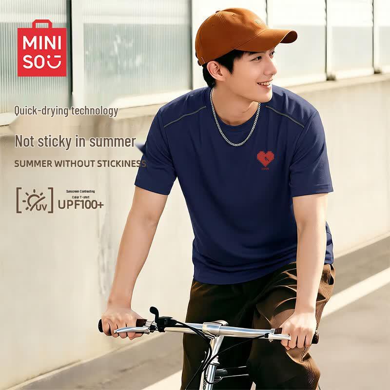MINISO Men s American Style Colorblock Sport T-Shirt 4XL