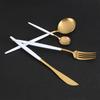 4Pcs Set Stainless Steel Colored Tableware Spoon Fork Knife Dinnerware Home Use White  Golden