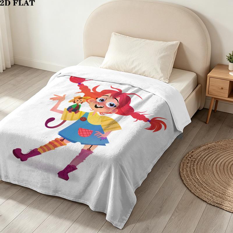 1 Stück Pippi Muster Flanelldecke Geeignet für Alle Jahreszeiten Für Heimdeko Wärme Und Komfort Geschenke Feiertagsgeschenk