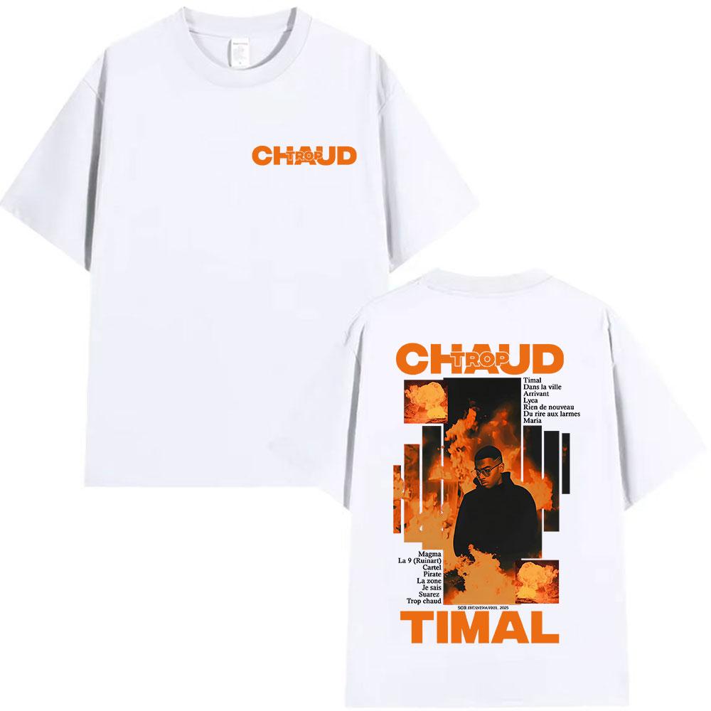

2026 Summer Rapper TROP CHAUD TIMAL Album Graphic T Shirt Unisexs Women Vintage Hip Hop Oversized Printed Tshirt S