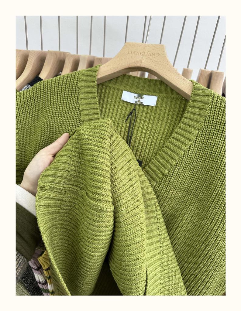 Xiao Wang's 19364 Spring Korean Plus Size V-Neck Casual Loose Knit Sweater Vest