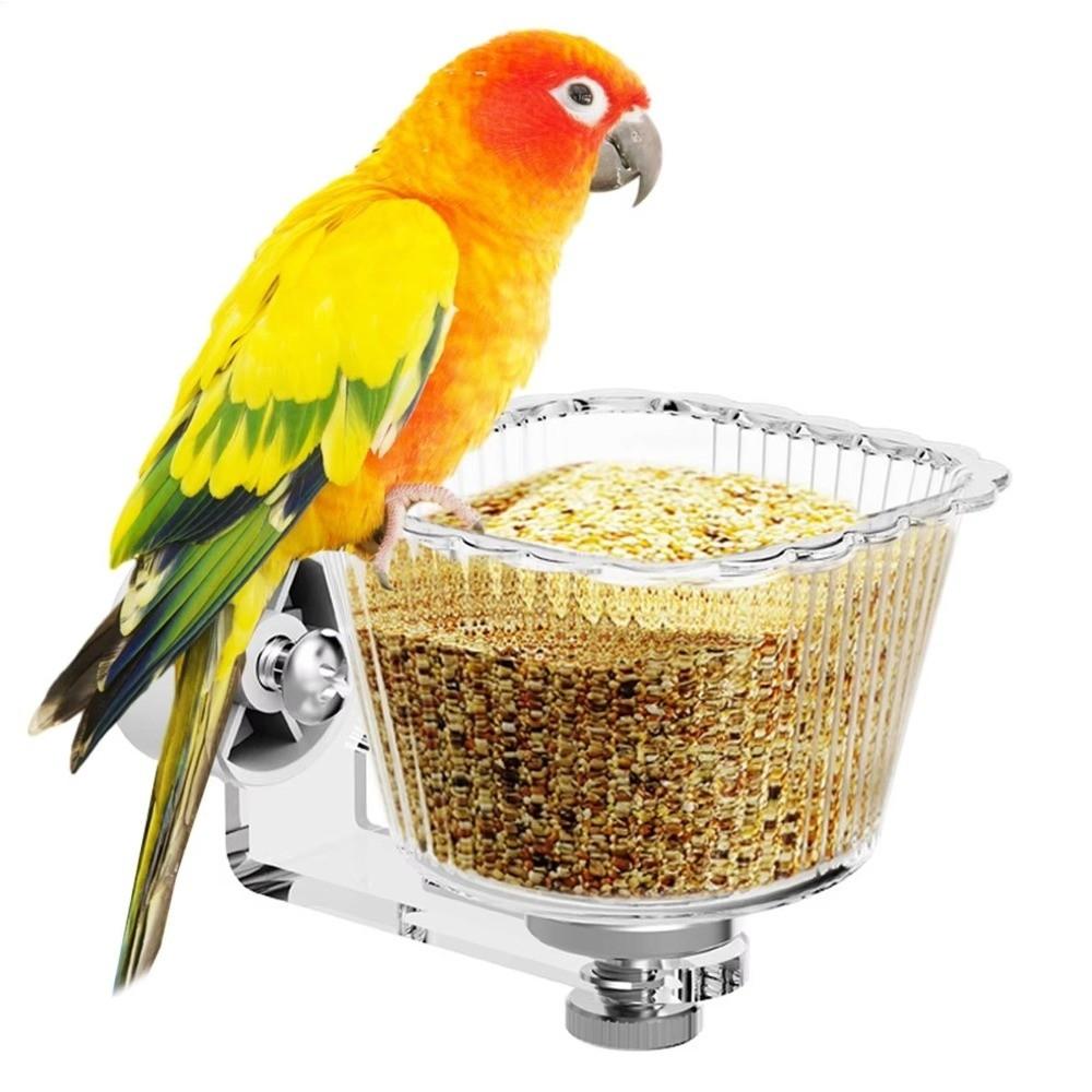 Transparent Magnetic Bird Feeder Anti-Tip Pet Feeder Ledge Parrot Water Bowl  Drinking