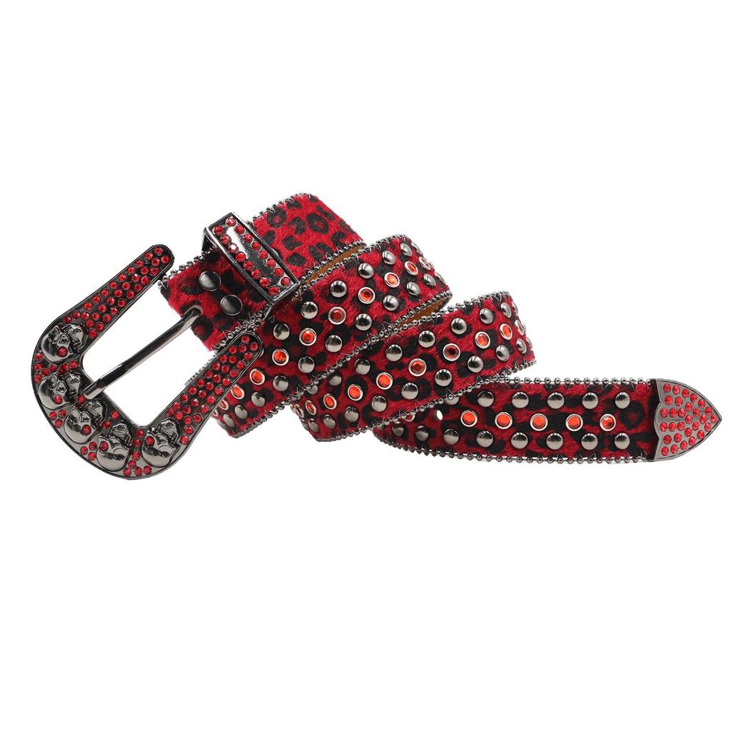 Punk European-American Skull Rhinestone Hip Hop Belt