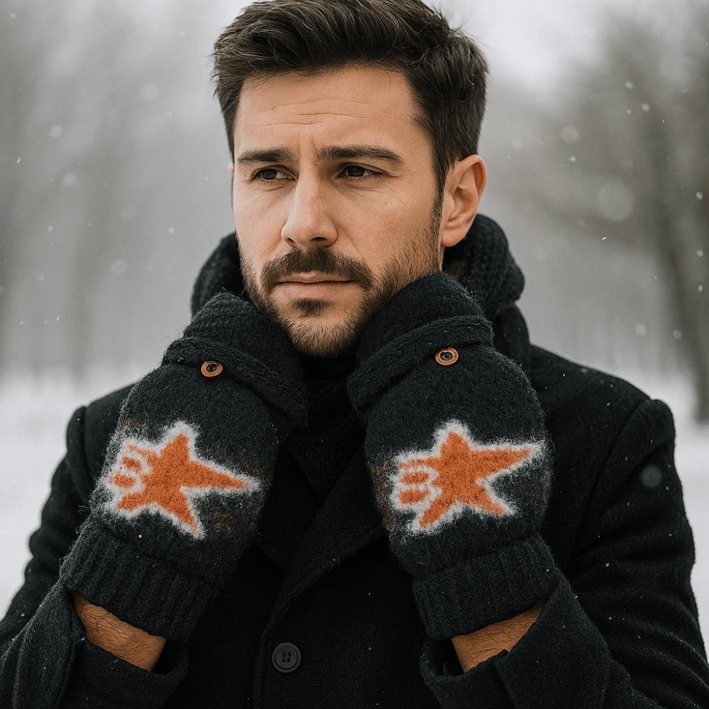 Plush Half Finger Gloves Thickened Windproof Hand Cover Flip Knitted Gloves  Fashion Accessories