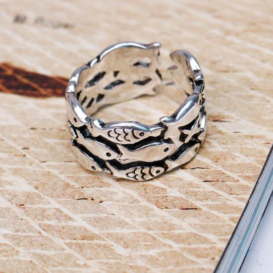 Creative Lovely Fish Silver Plated Opening Finger Ring Women's Jewelry Gift