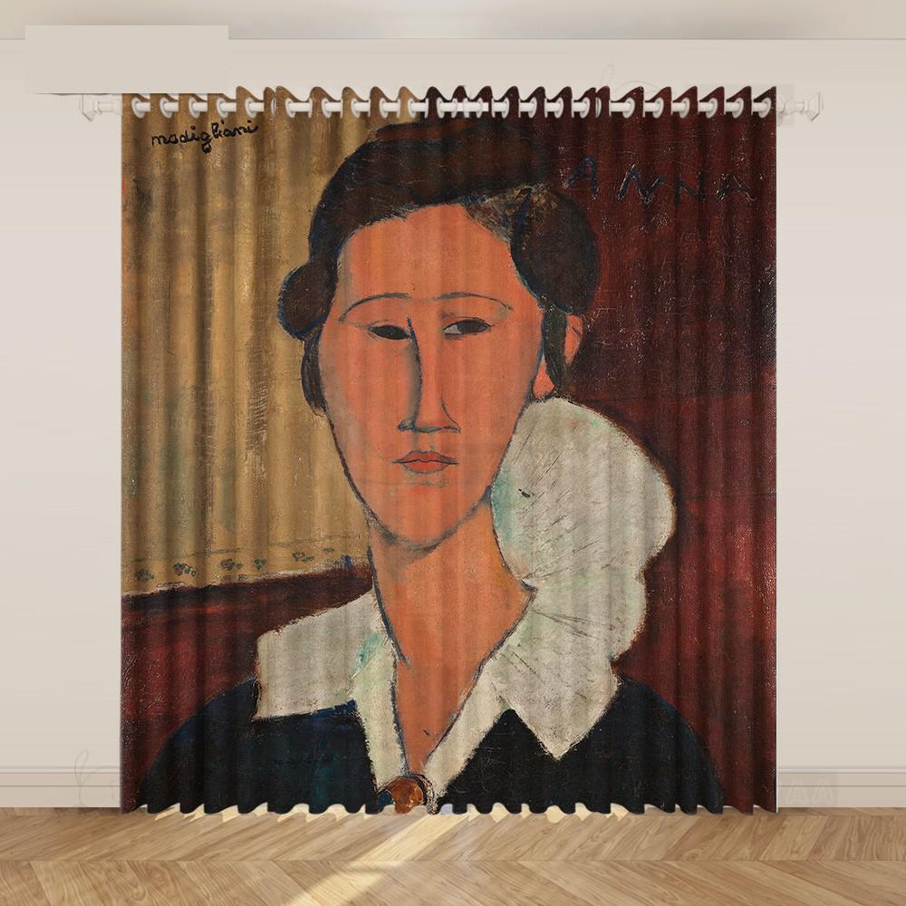2KS Modigliani Portrét Mistrovské Malby Závěs Umělec V Pracovním Studiu Moderní Nika Severský Závěs do Obývacího Pokoje cortinas