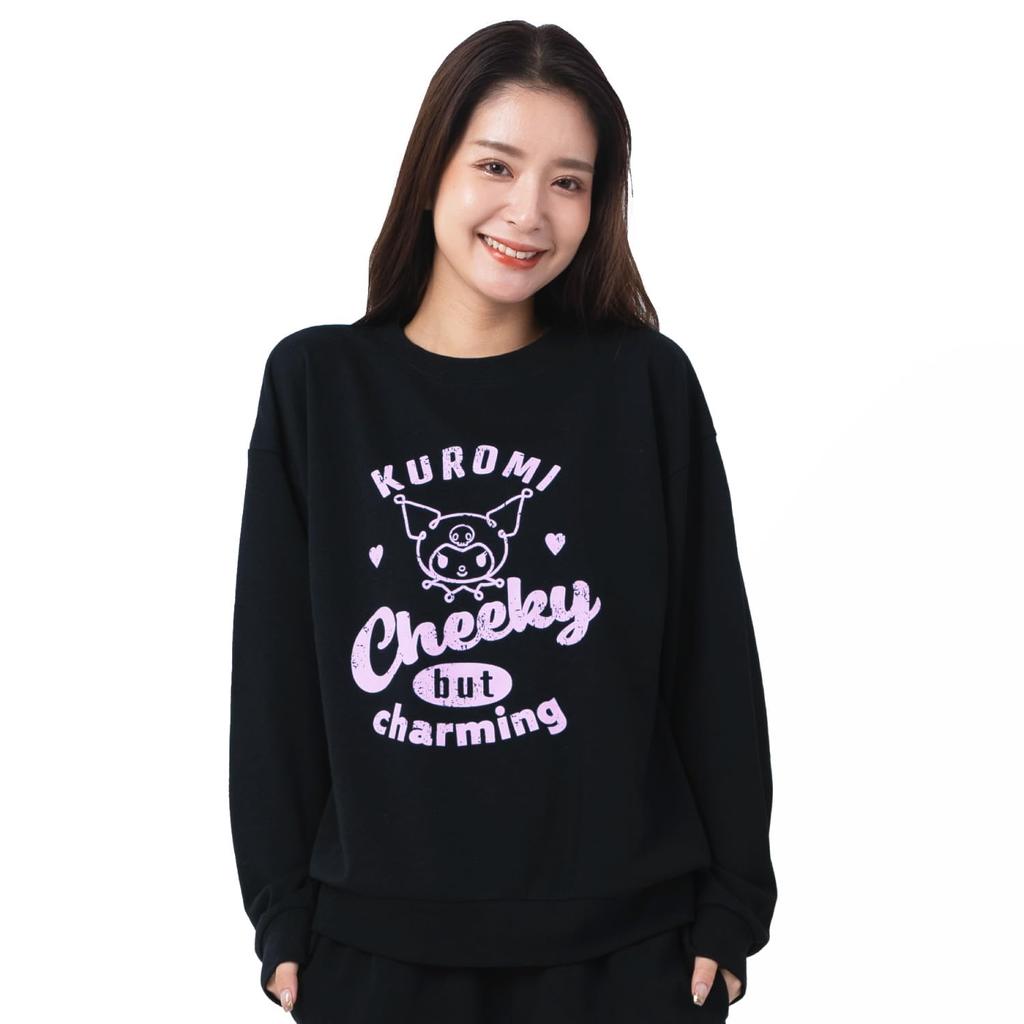 Kuromi Sweat Setup Dlouhé dlouhé pyžamo s horním a spodním dílem [SAZAC] Pyžamo, fleecové, unisex, dámské, pánské, kalhoty s rukávy, set, oblečení