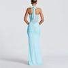 Elegant 2025 Ruched Backless Women's Long Dress with Hip-Wrap Design