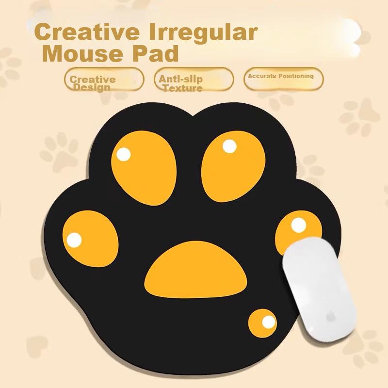 Mouse Pad, Office Mouse Pad, Cat Paw Mouse Pad, Creative Cartoon Design, Non-Slip Bottom, Washable, Portable Laptop Mouse Pad, Cat Paw Series, Brow