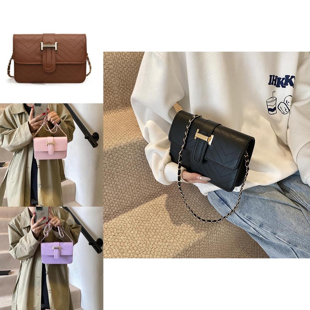 Chic Black Pu Leather Crossbody Bag For Women Stylish Versatile Small Square Handbag