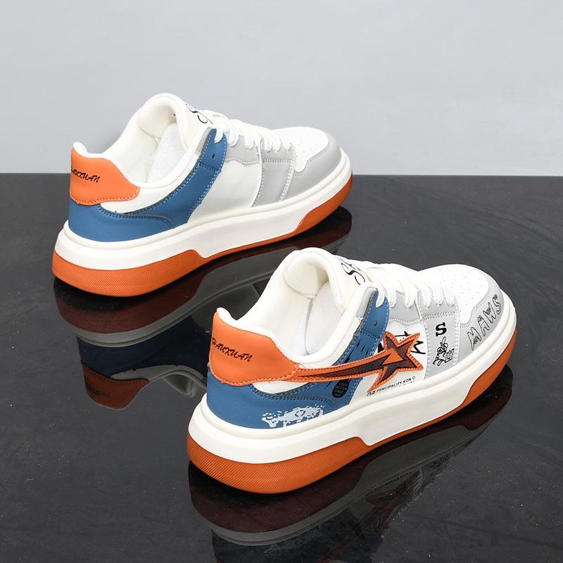 Leather spring new dad shoes youth height increase thick sole breathable casual