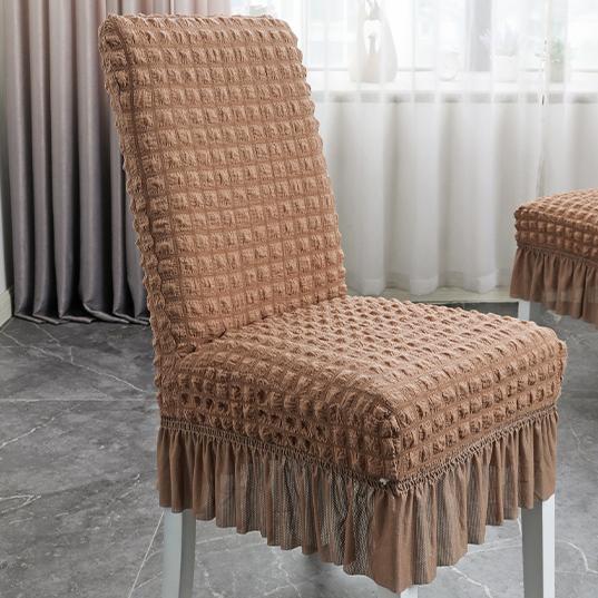 

Эластичный чехол для обеденного стула, бытовая одежда, кружевная юбка, подол, простой и утолщенный чехол для стула, чехол для стула с пузырчатой пленкой One size fits all света кофе