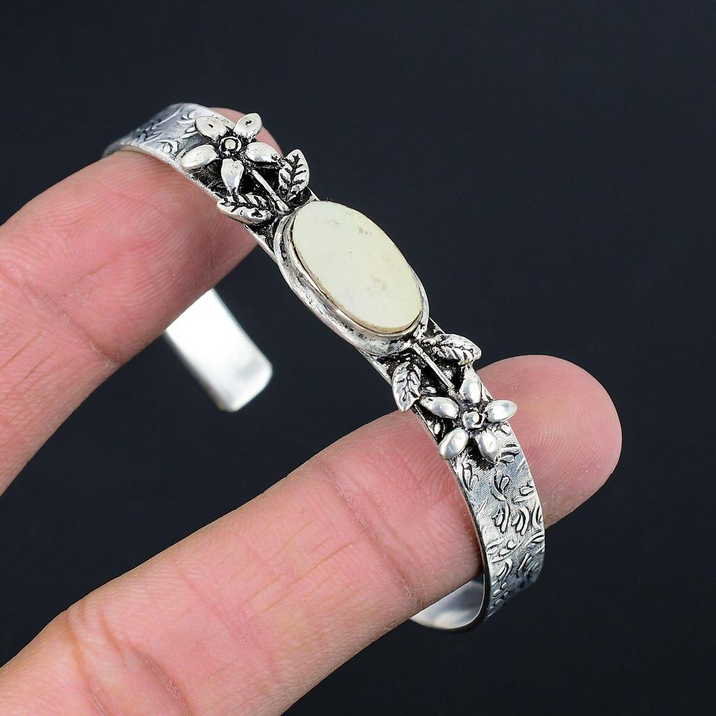Sisters Day Sale 925 Sterling Silver Natural Mother Of Pearl Wife Flower Bangle