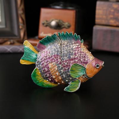 Retro klovnfisk ornament smykkeskrin med låg emalje samling smykkeopbevaringsboks diamantbesat metalhåndværk