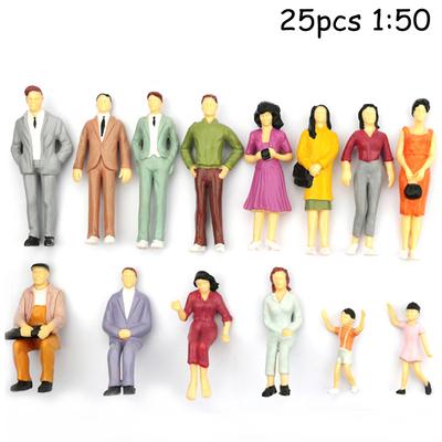 25-Pcs Mixed Painted Model Railway Parked Street Passenger People Figures 1:50 For DIY Landscapes To Create A More Natural Look