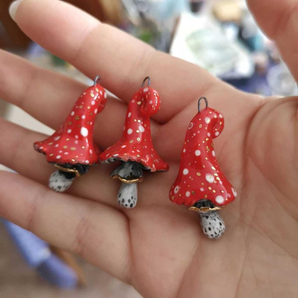 New Arrival Natural Animal & Mushroom Pendant, DIY 18K Gold Oil Painting with Color Retention