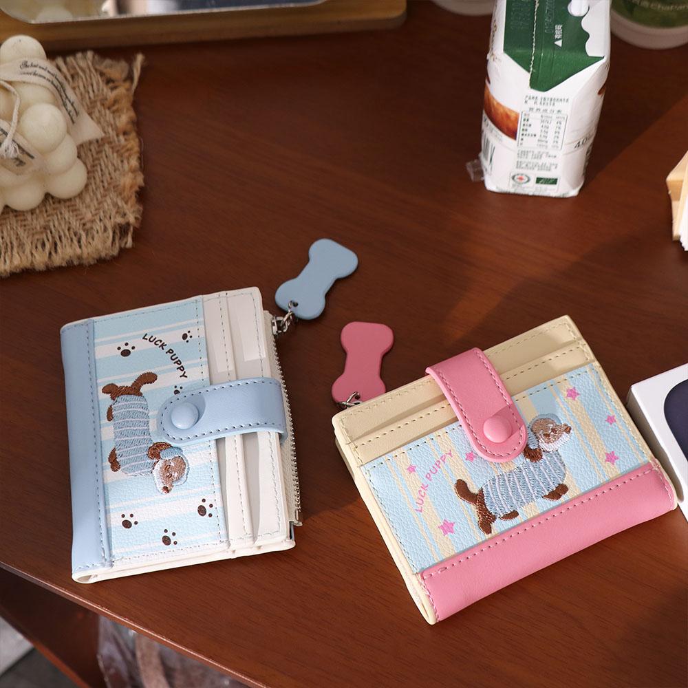 Pouch Cartoon Pu Wallet Dopamine Color Small Item Bag Dachshund Embroidery Coin Purse Female/Girls