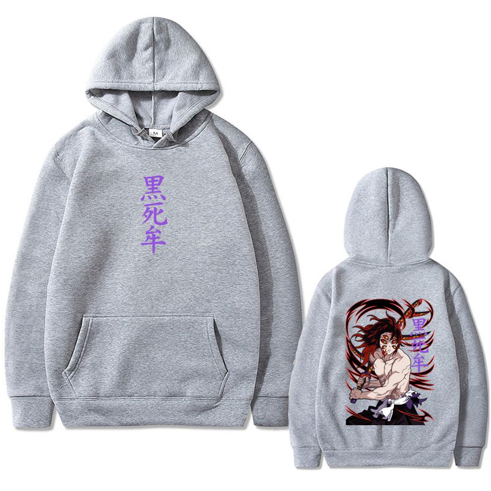 Anime Demon Slayer Kokushibo Double Sided Print Hoodie Men Women Cartoon Fashion Oversized Streetwear Fleece Hoodies