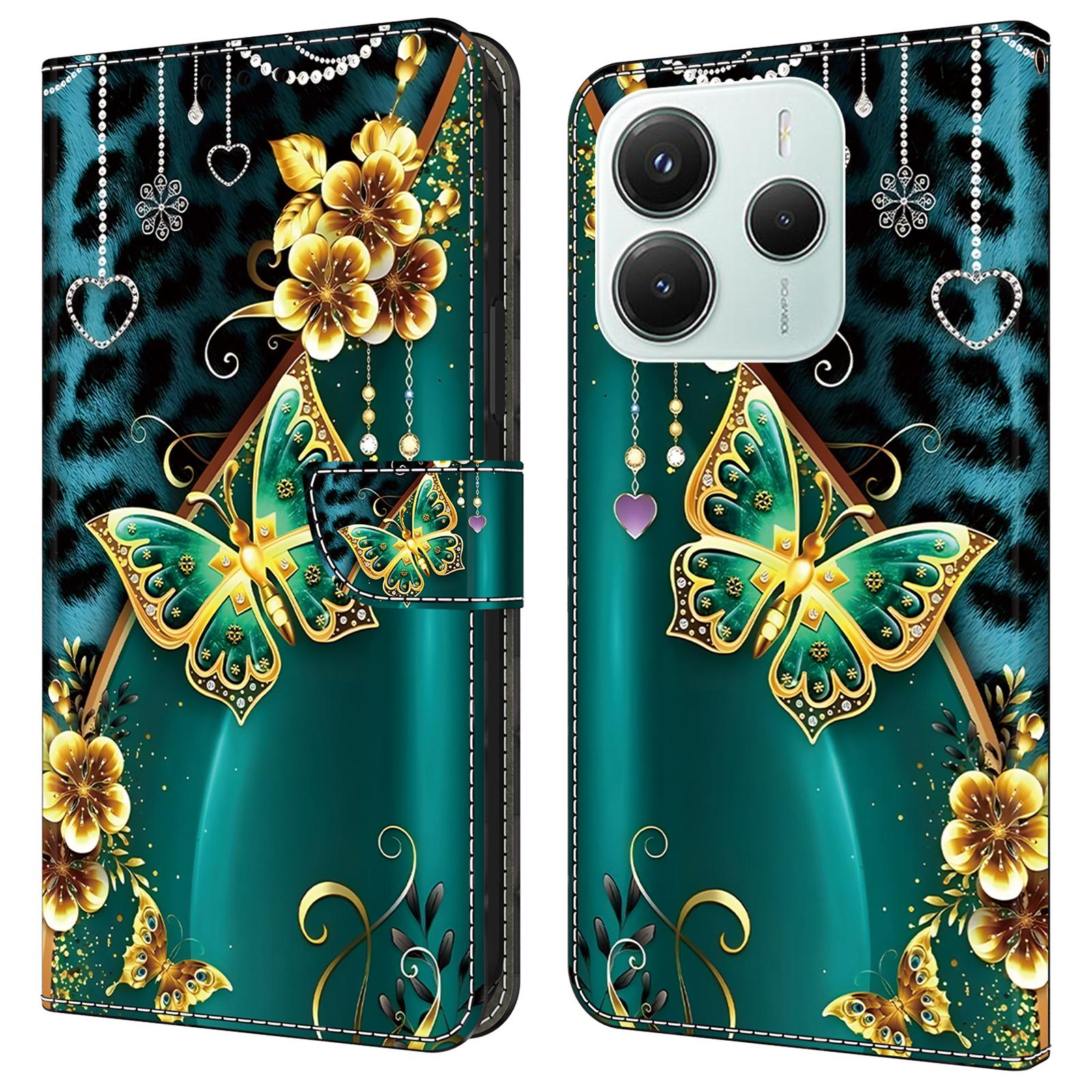 

Для Xiaomi Redmi Note 14 5G Шкіряний Чохол з Принтом Гаманець Підставка Протиударний Чохол для Телефону As Shown C