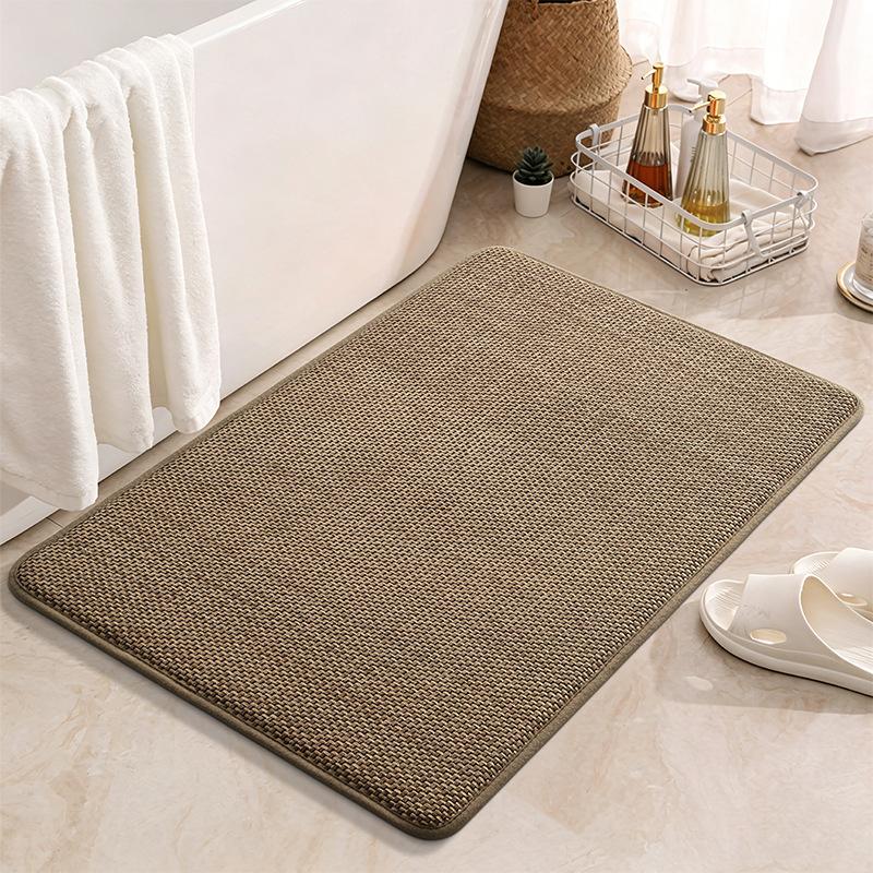 Bathroom Floor Mat, Anti Slip Mat Linen Woven Shower Carpet, Absorbent Mat, Wiping Mat, Quick Drying Rug