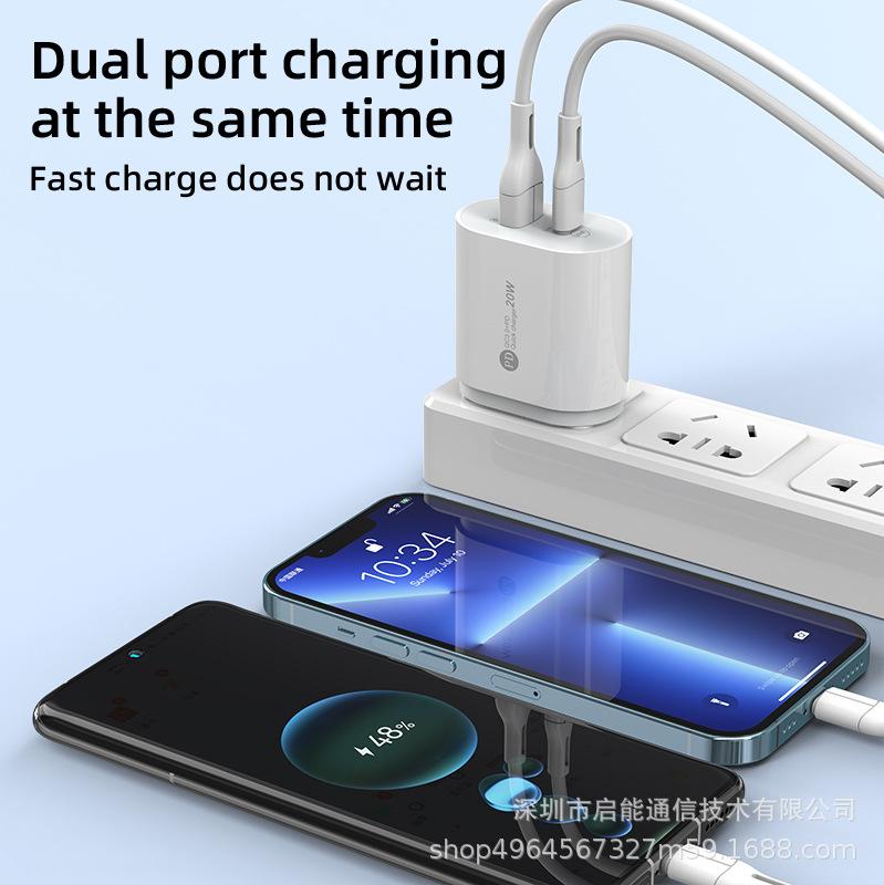 PD20W + QC3.0 Fast Charger for iPhone & Android, Dual Port A+C