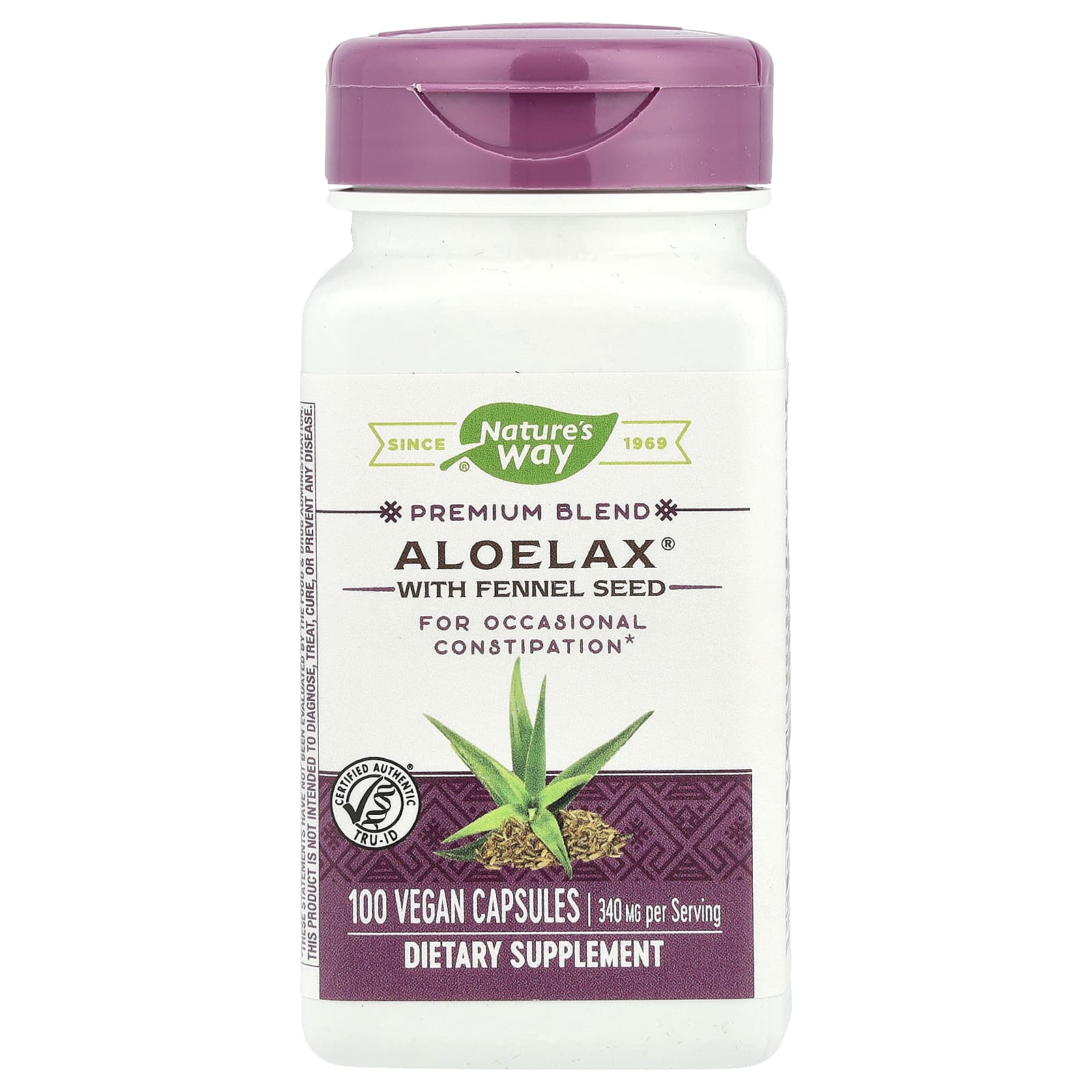 

Nature S Way, Aloelax, with Fennel Seed, 340Mg, 100 Veggie Caps