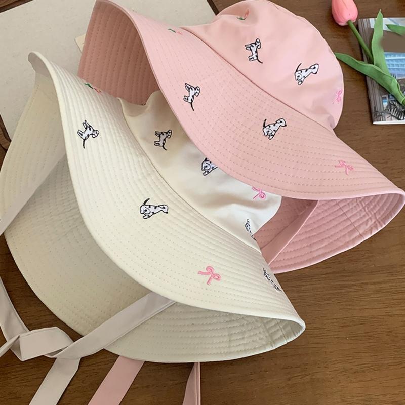 Fisherman Hat Bucket Hat for Girls Colorful Embroidered Casual Caps for Sports Gym Mountain Camping Hat Outdoor Sunshade