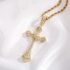 Copper Cross Pendant Necklace With Zircon Stones Full Hip Hop Style Men