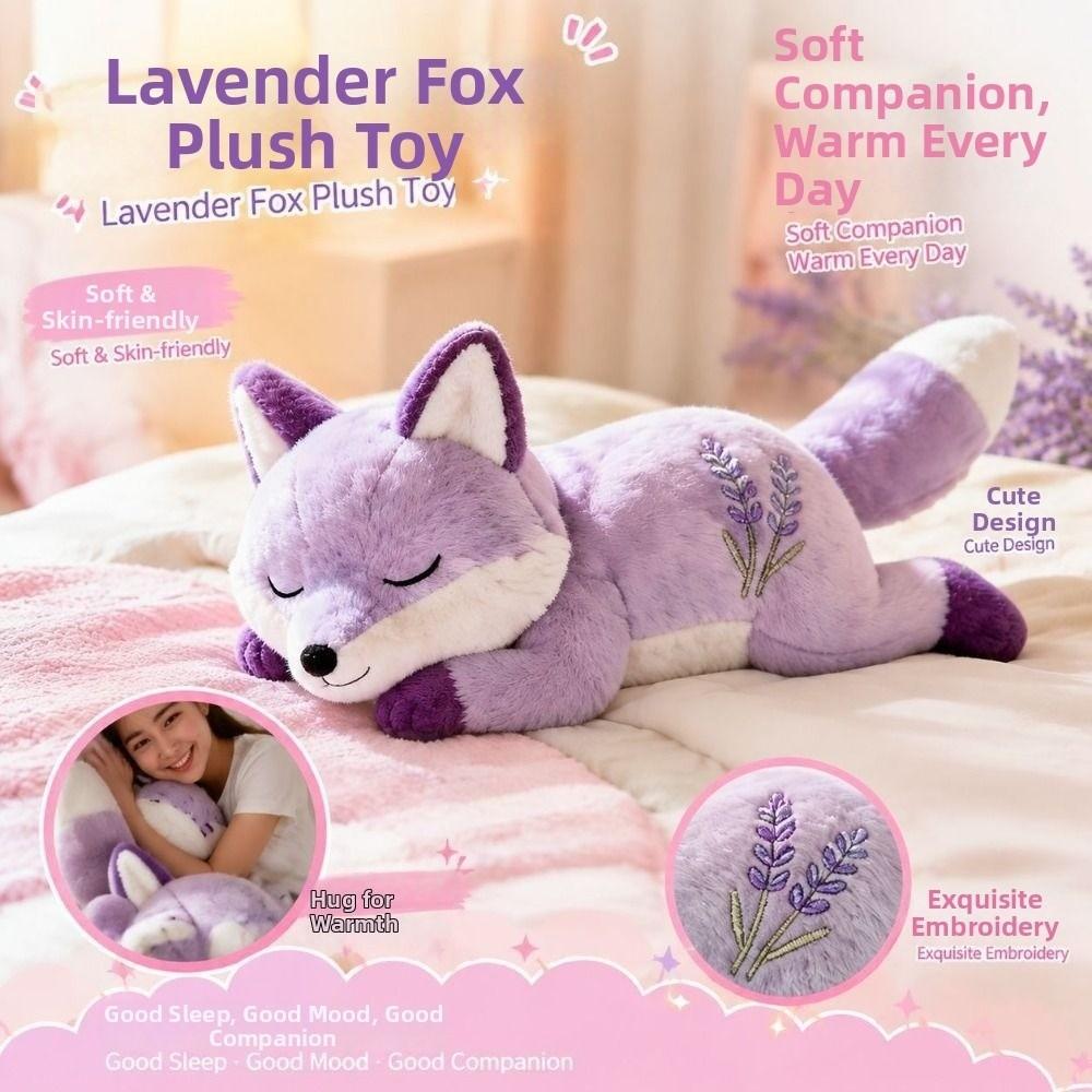 Plush Animal Body Pillow Lavender Embroidery Animal Cushion Doll Toys  For Women