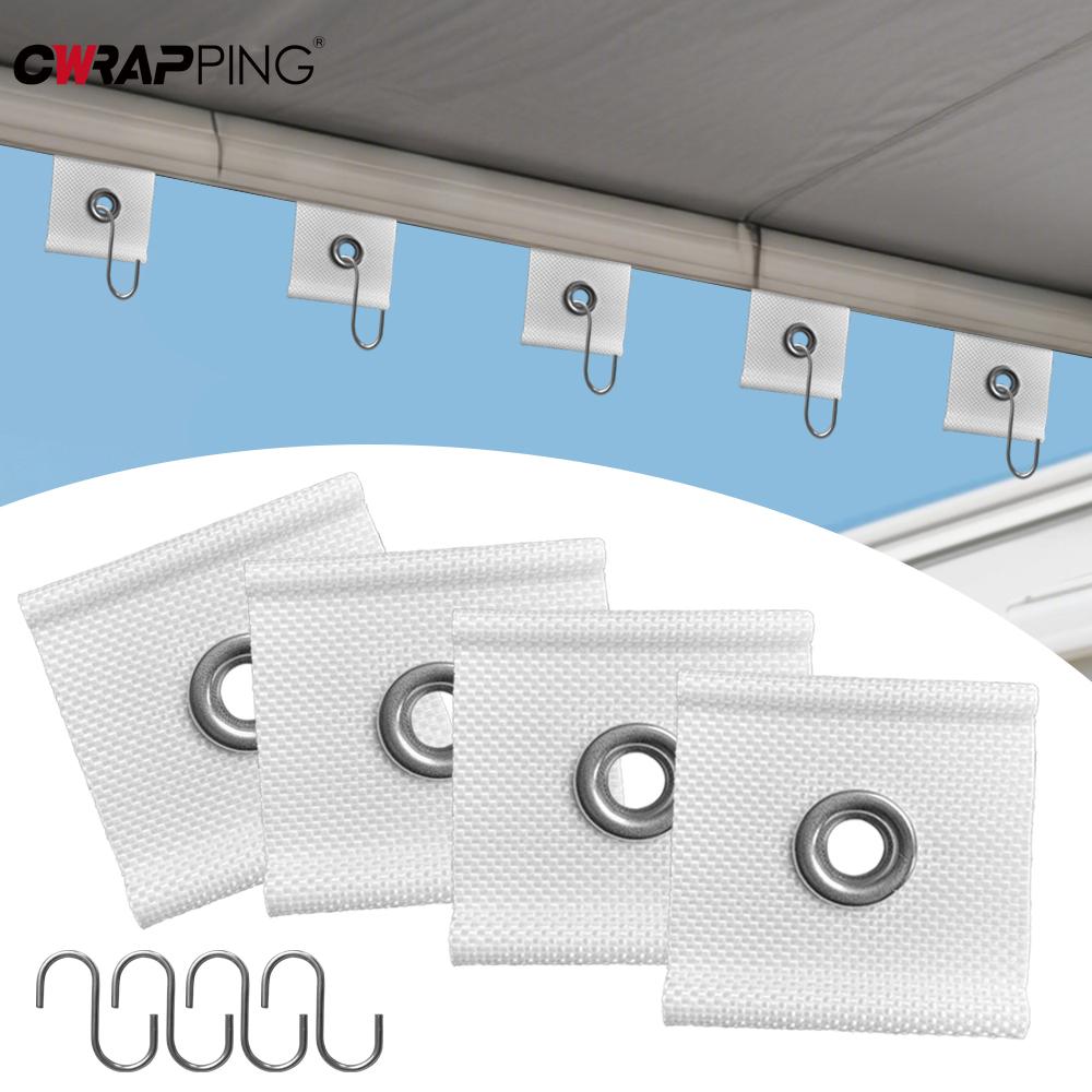 4Pcs S Shaped Camping Awning Hooks Clips RV Tent Hangers Light Hangers with Holes Caravan Camperb for Home Auto Accessories
