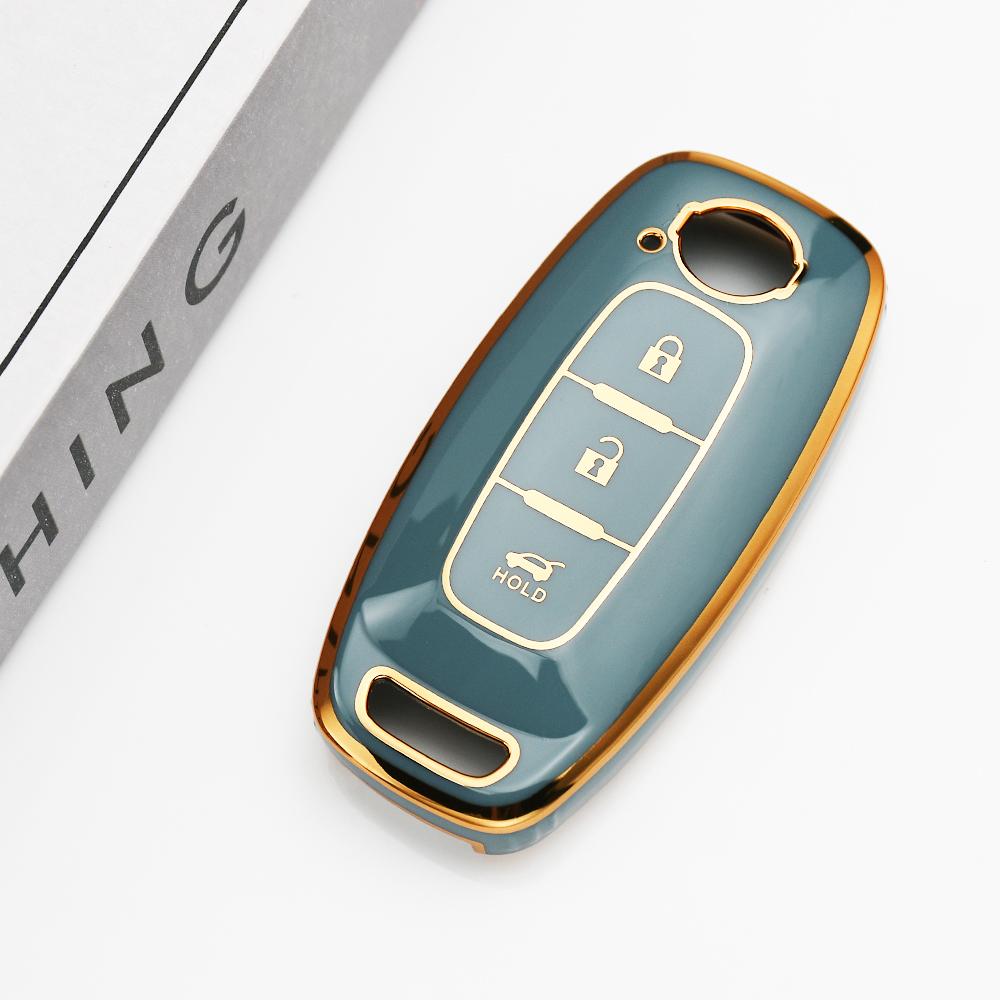 Gold Edge Soft TPU Auto Keyless Remote Key Case Holder Cover for Nissan Juke Teana Altima Ariya X-trail T33 Kicks Qashqai J12