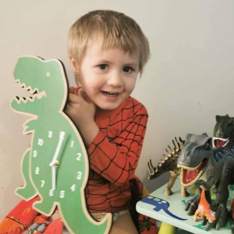 Jungenzimmer Wanduhr Cartoon Dinosaurier Uhr Kinder Schlafzimmer Dekorationen Holz Leise Stumme Uhr Geburtstagsgeschenk
