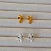 Japanese Artistic Retro Brass Flower Gold-Plated 925 Silver Stud Earrings
