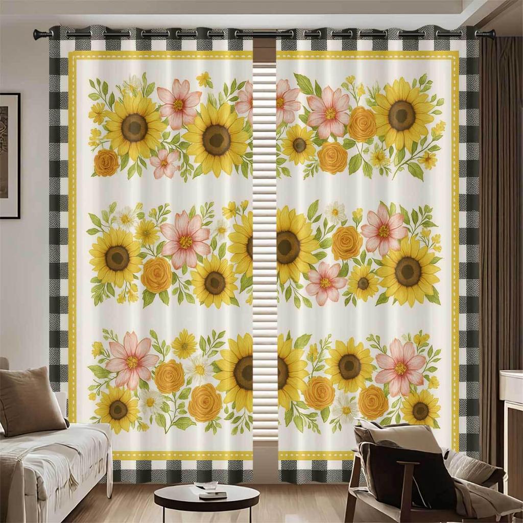 Individuelle Sonnenblumen Verdunkelungsvorhänge - Hochpräziser Digitaldruck, Verdicktes Polyester, Sonnenschutz