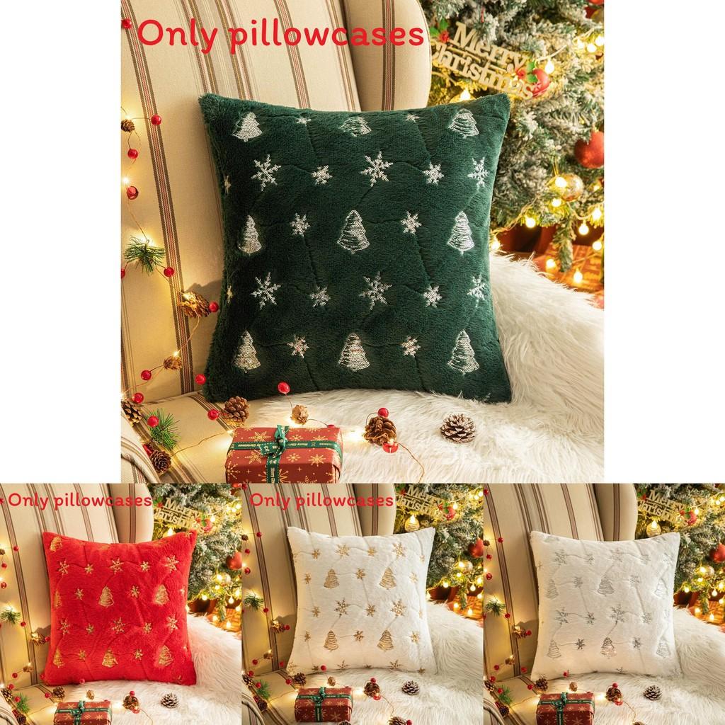 Elegant Plush Christmas Tree Pillow Cover Featuring Geometric Snowflake Patterns In Soft Colors