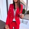 Frühling Langärmlig Elegant Damen Zweireihig Einfarbig Stehkragen Kleiner Anzug Übergröße