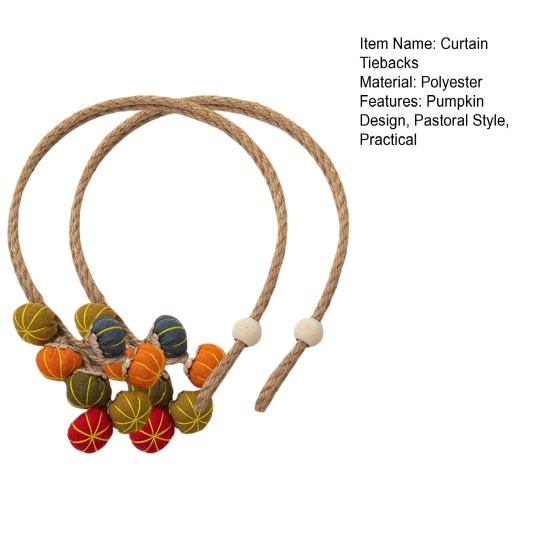 2Pcs Pumpkin Curtain Tiebacks Adjustable Rustic Curtain Ties Pumpkin String Curtain Holders for Home
