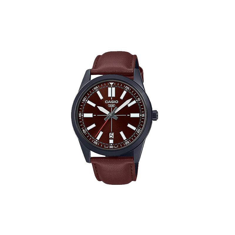 

Casio STANDARD Series Men s Analog Watch Series Classic Casual Date Display Waterproof Quartz Movement Leather Strap Japanese and Korean MTP-VD02BL-5E чёрный